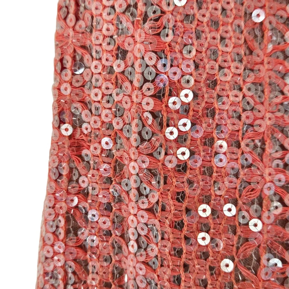 Michael Costello x REVOLVE Catiana Sequin Maxi Skirt Coral Pink High Slit XS New